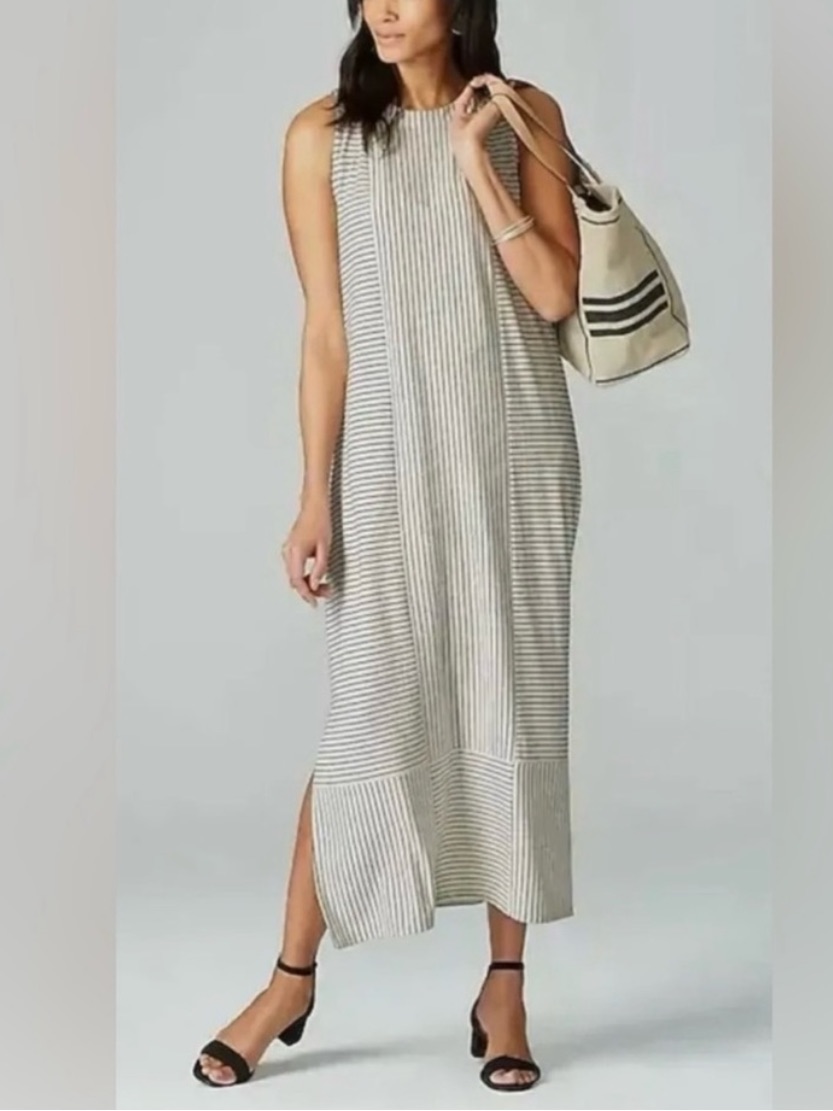 J. Jill Women’s Small Black White Wearever Sleeveless Jersey Knit Maxi Dress